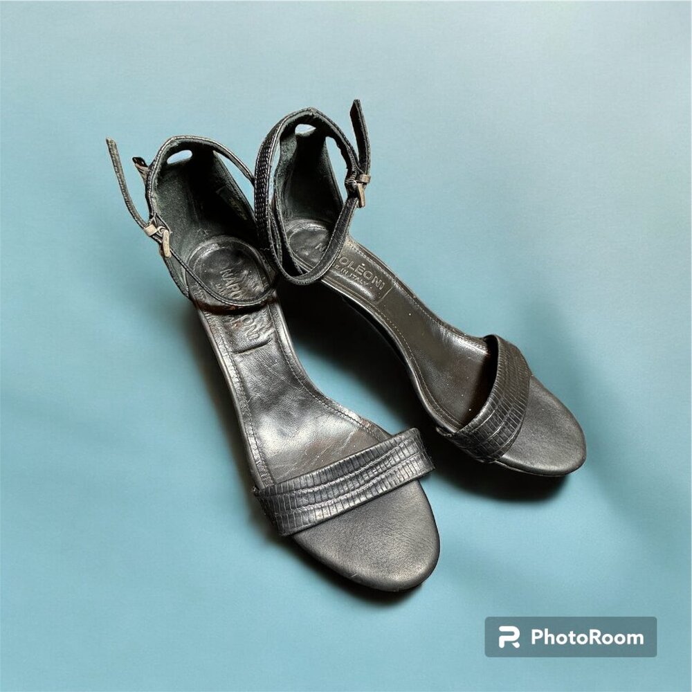 Napoleoni EUR 38 black ankle strap sandal made in Italy